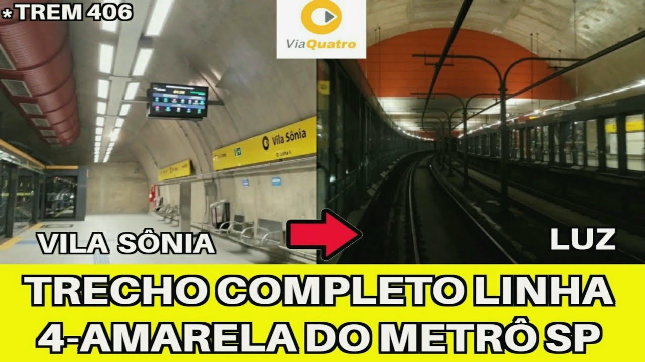 Via Quatro | Trecho completo da linha 4-Amarela (Vila Sônia ➡️ Luz)