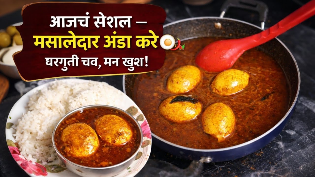 आजचं स्पेशल – मसालेदार अंडा करी 🍳🌶️घरगुती चव, मन खुश!