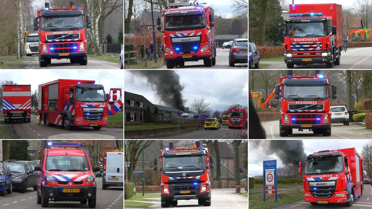 [Nieuwe] Brandweer met spoed naar Zeer Grote Brand in loods vol caravans & auto's in Vessem!