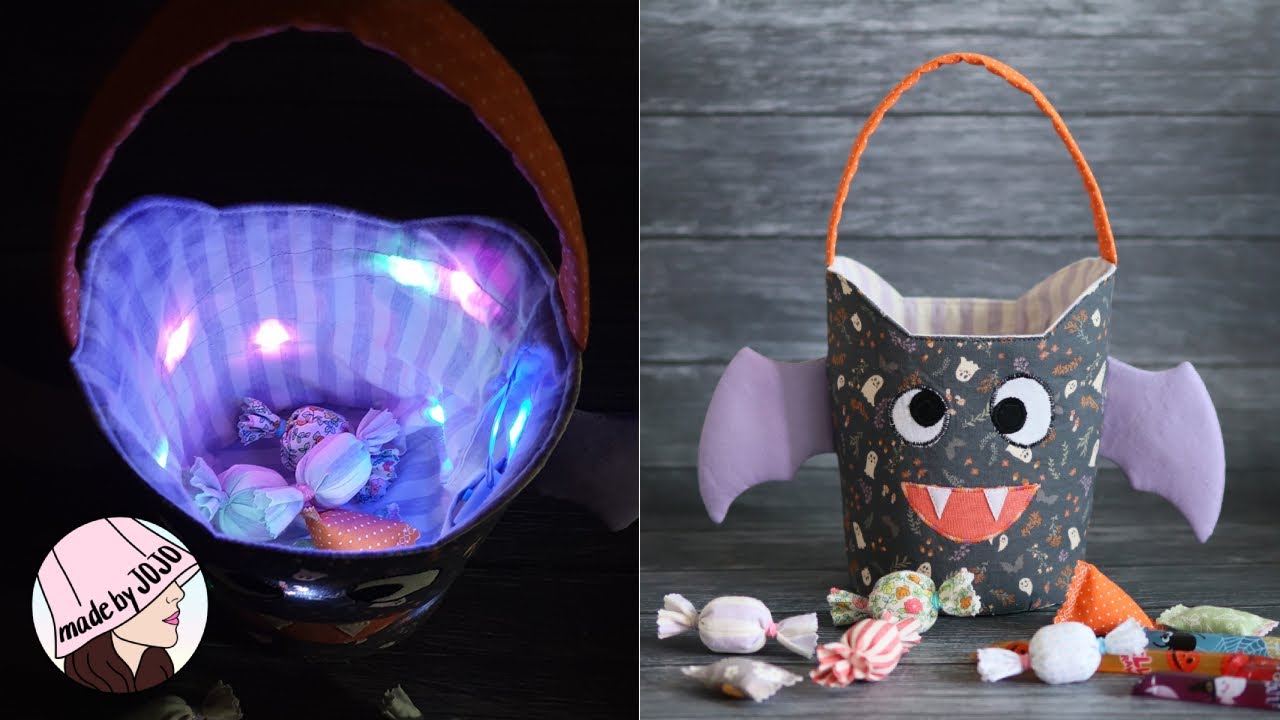 How to Make a LED Halloween Bat Candy Bag l Trick or Treat Bucket Bag l PDF Patterns for Sewing