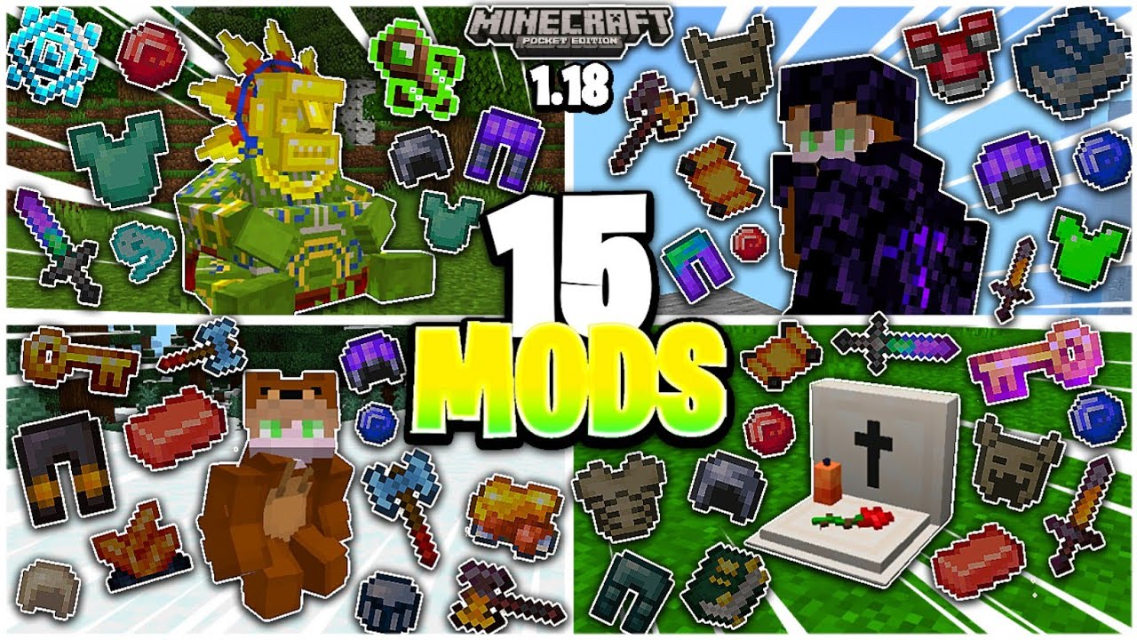 😱TOP 15 MODS/ADDONS SURVIVAL para MINECRAFT PE 1.18😱