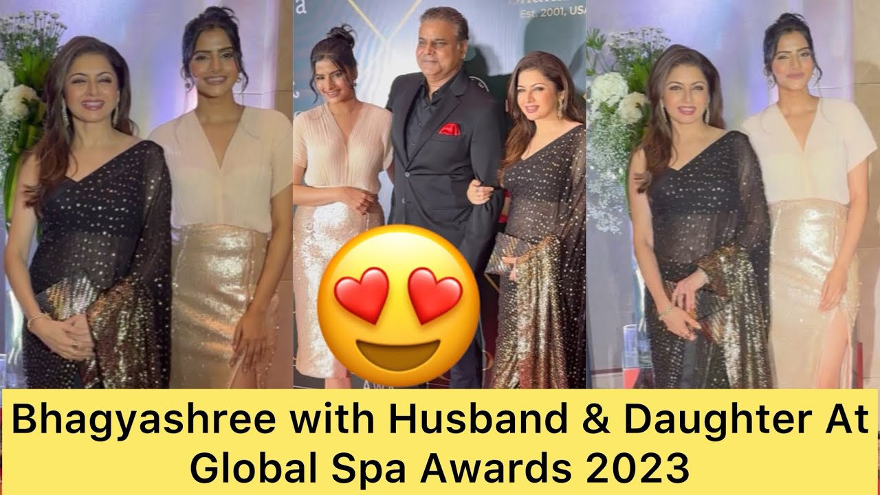 Legend Actress Bhagyashree with Husband & Beautiful Daughter Avantika  At Global Spa Awards 2023