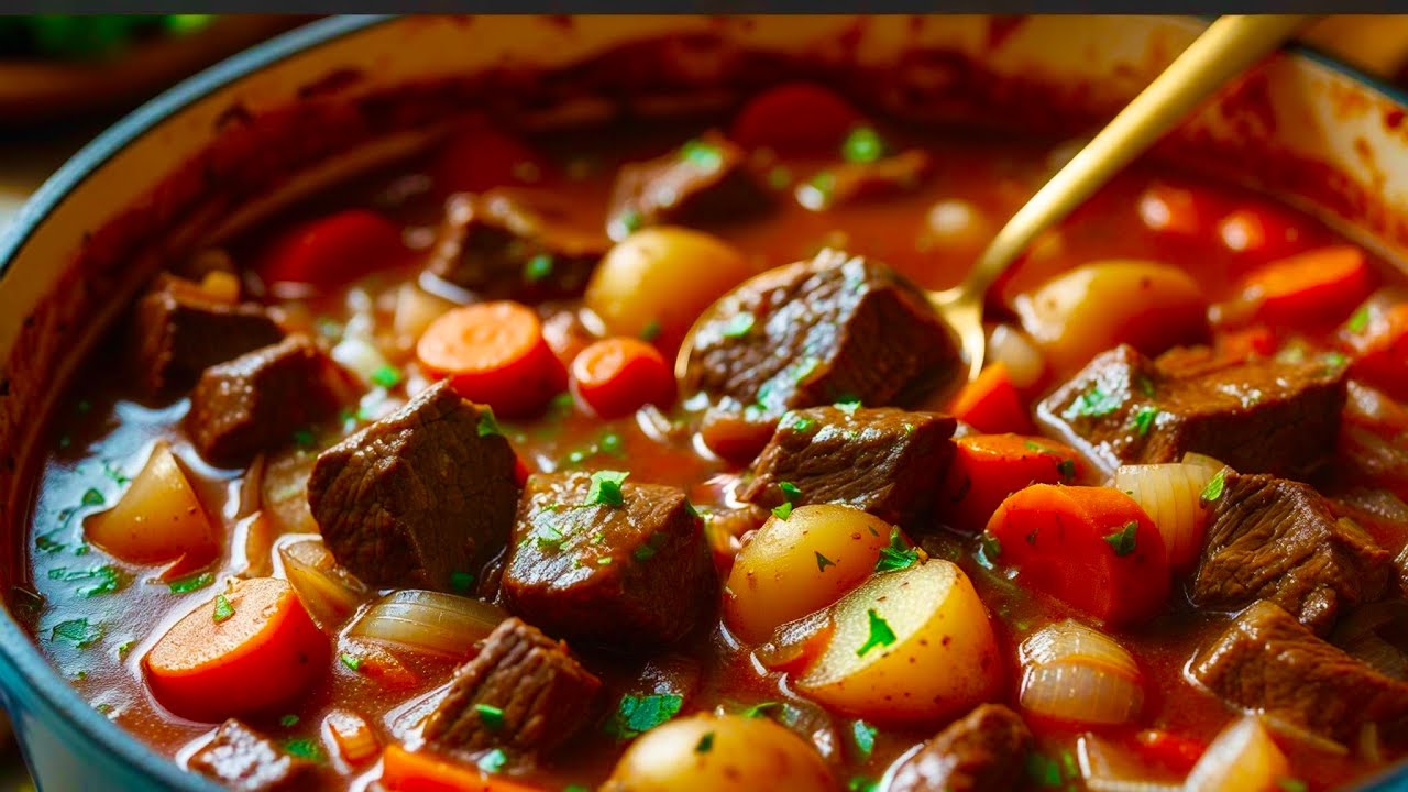 The most delicious recipe for stewed beef! The famous recipe for Hungarian goulash! Easy recipe!