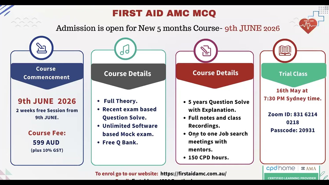 FIRST AID AMC MCQ Trial Class -- Introduction to AMC MCQ (JUNE 2026 Batch)
