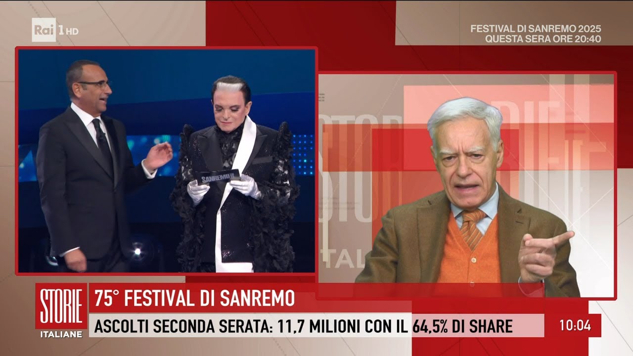 Ascolti Sanremo, nuovo boom: 11.700.000 spettatori e share 64,5% - Storie Italiane 13/02/2025