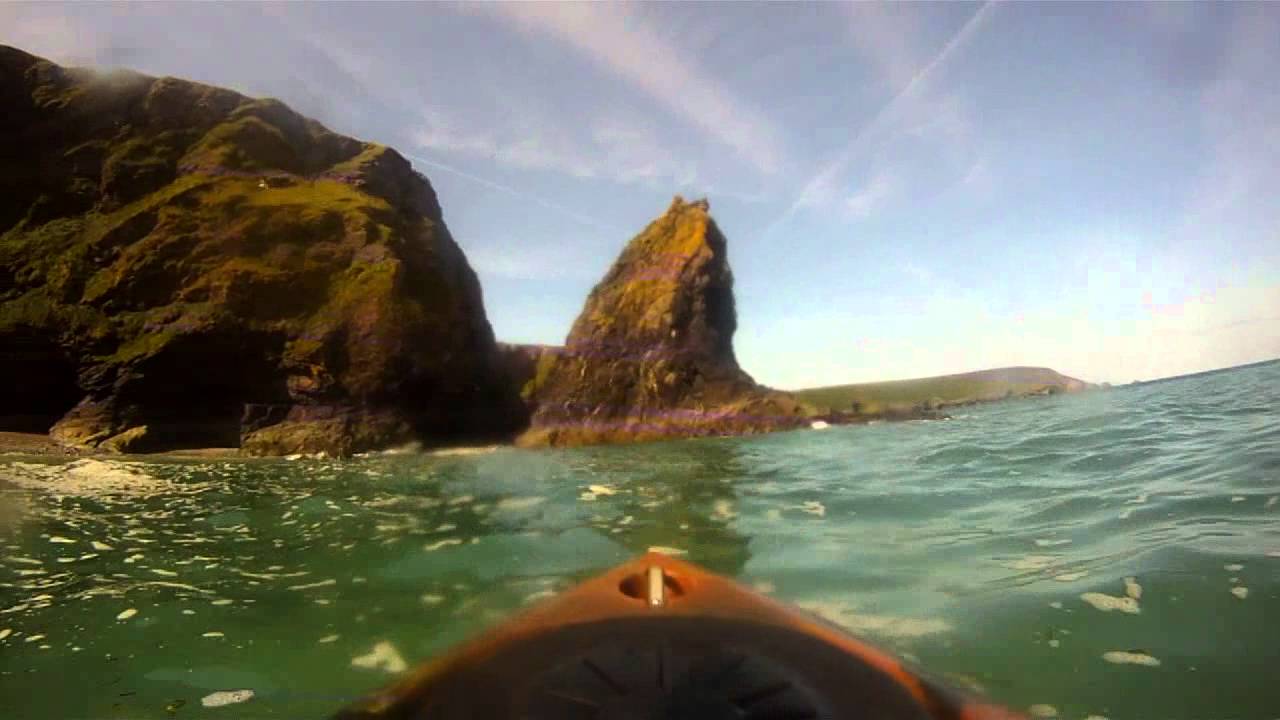 Kayak fun Cornwall. Portreath to Godrevey lighthouse. Beaches, Caves, Ralph's cupboard