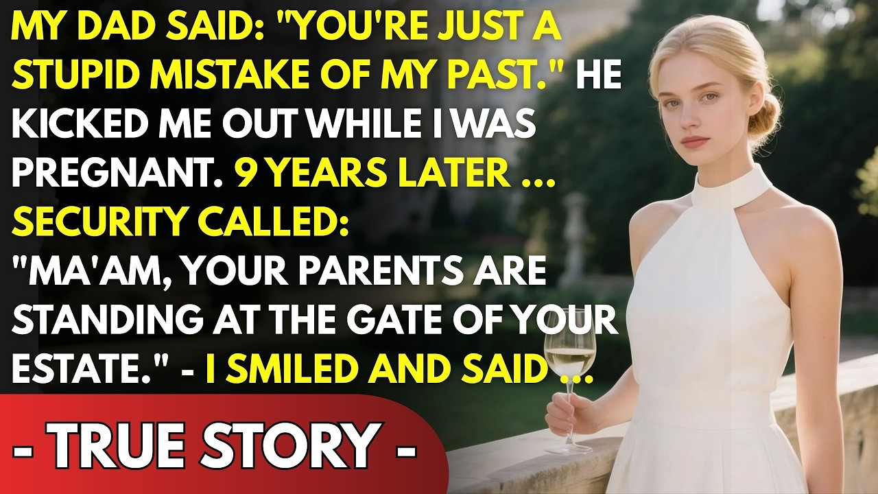 MY DAD KICKED ME OUT AT 18 WHILE PREGNANT—9 YEARS LATER HE STOOD AT MY GATE,TREMBLING   SPEECHLESS