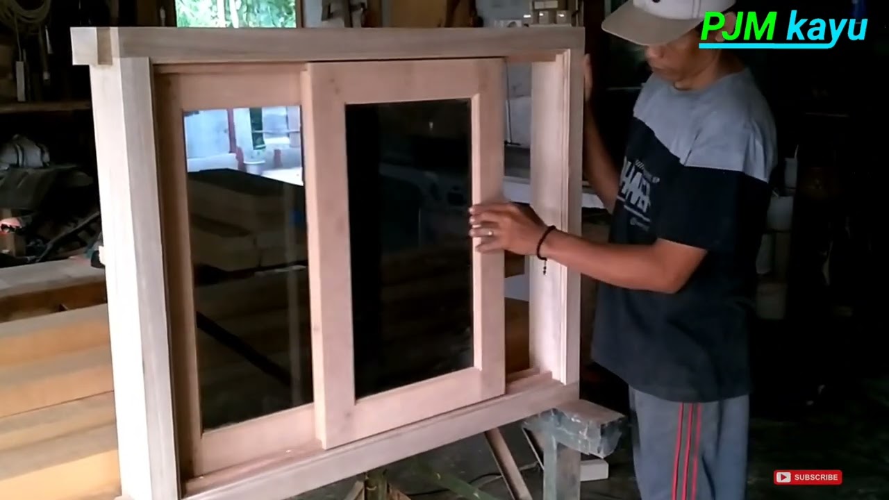 sliding window with wooden rail, carpenter skills