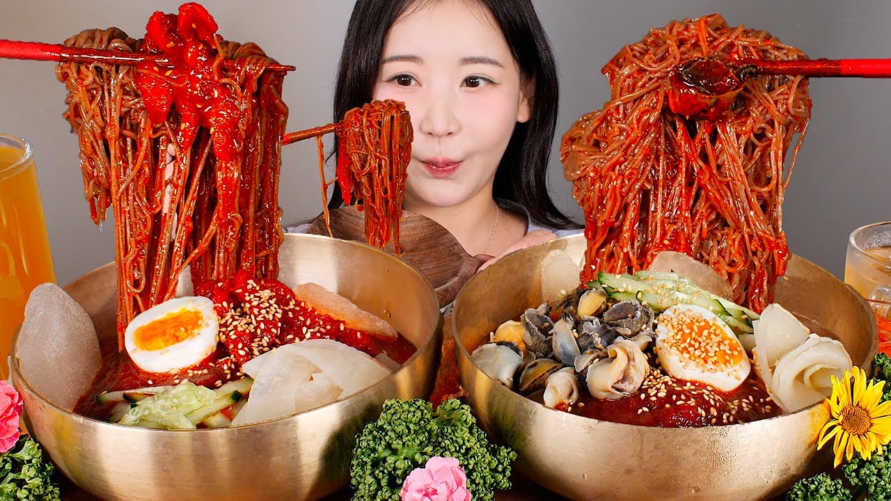해주냉면 그런데 더 매운 신상을 곁들인..🔥더 매운 해주냉면 먹방 spicy cold noodles (Naengmyeon) mukbang korean food
