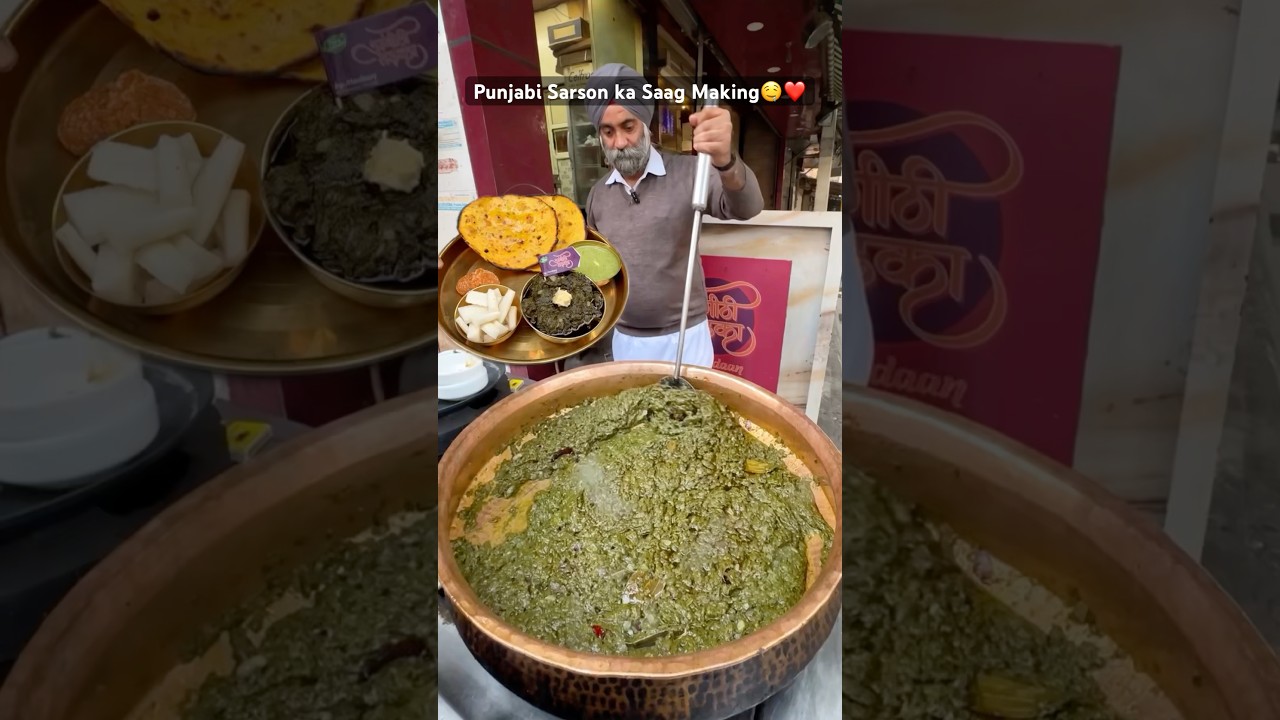 Punjabi Style Sarson Saag😋🥵 at ₹180/- #shorts #sarsonkasaag #indianstreetfood