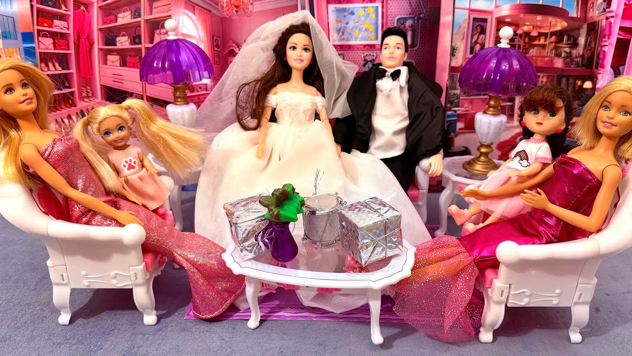 6 Minutes Satisfying with Unboxing Barbie’s Living Room and Her Wedding, ASMR | Review Toys