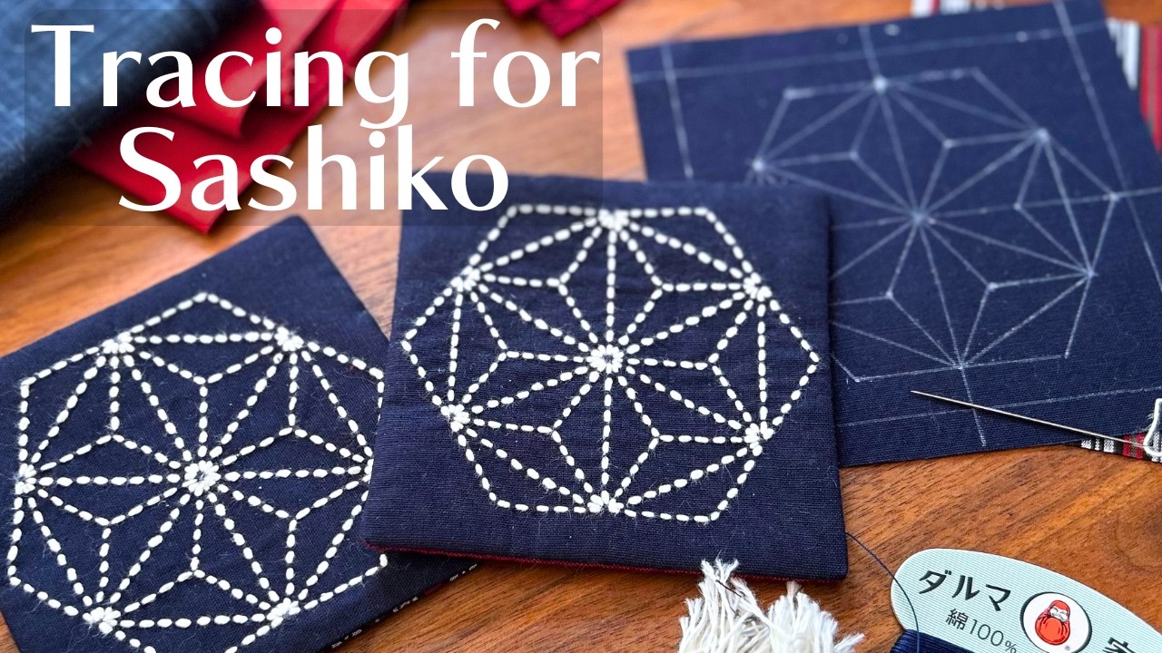 Easy Sashiko gift making | Two ways of Transferring Sashiko designs onto dark fabric