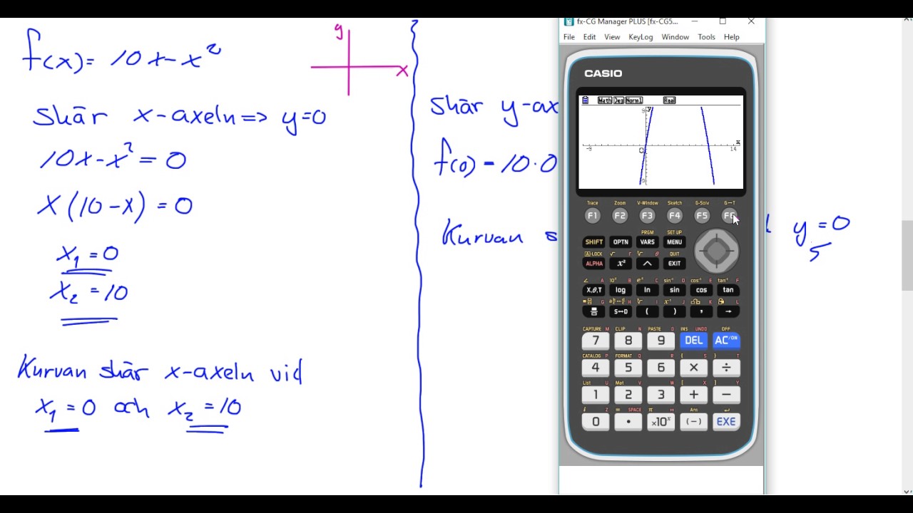 Matematik 5000 Matematik 3b Kap 1 Uppgift 1338 c Grafisk l&ouml;sning CASIO FX CG 50