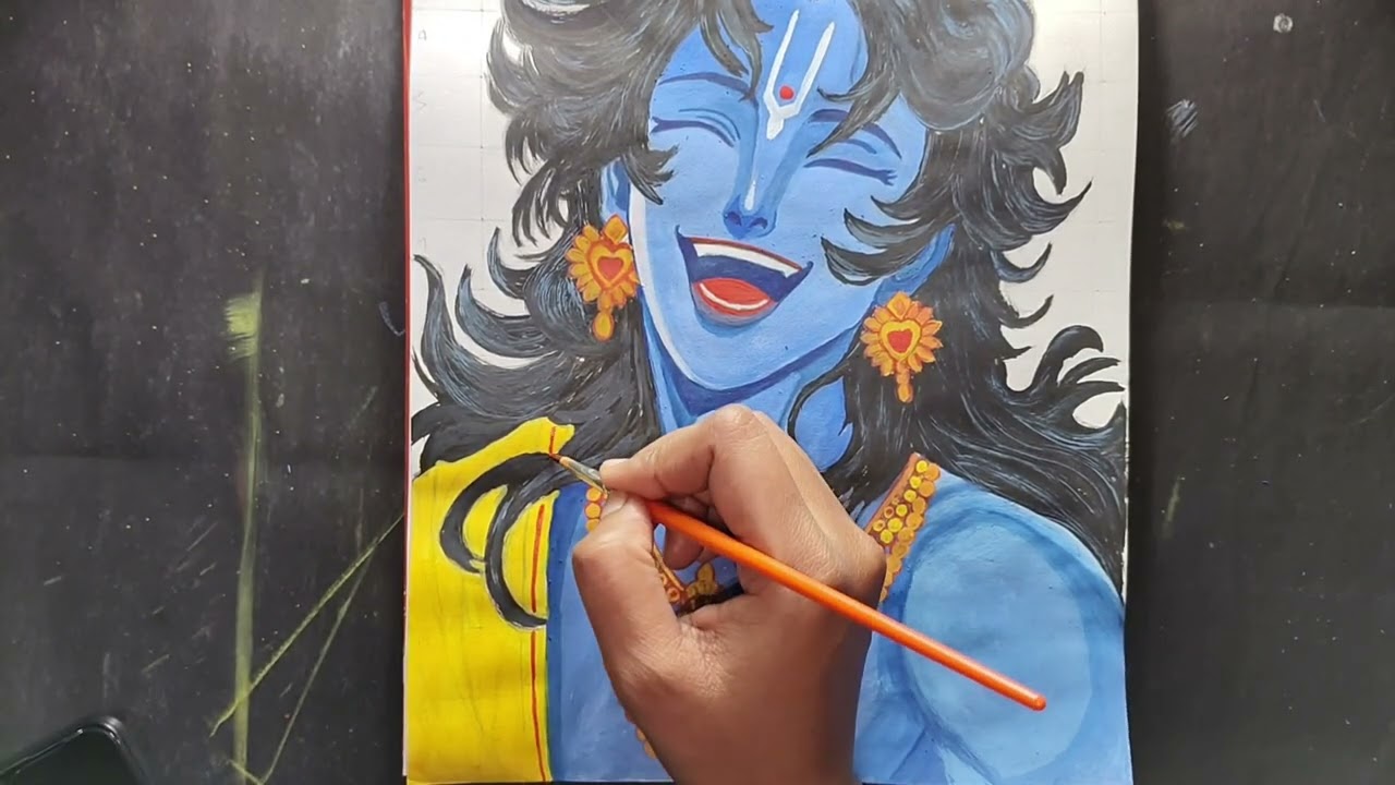 ✨ Krishna Drawing in Anime Style | Step by Step Art Process ✨