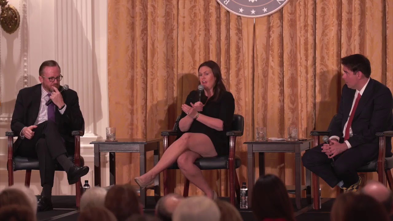 Sarah Sanders and Robert Gibbs at the Nixon Library