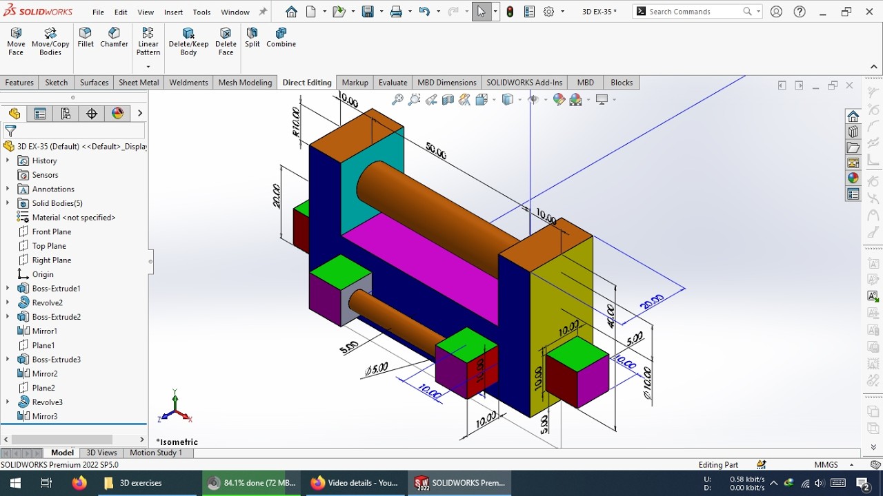 Упражнение 035 по SolidWorks 3D