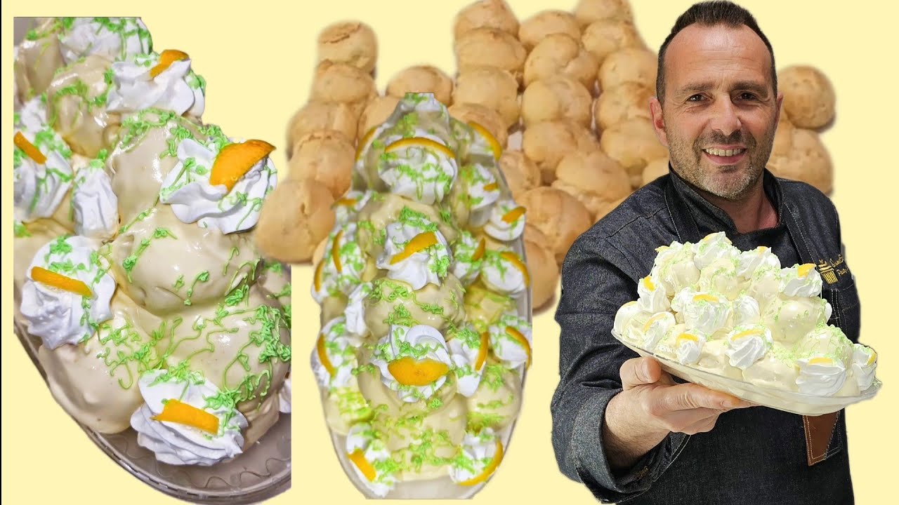 PROFITTEROLES AL LIMONE 🍋 SPETTACOLARI.Ricetta fatta in casa totalmemte a mano.Corso di pasticceria