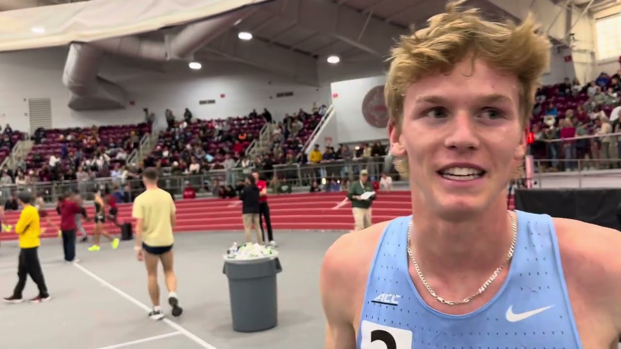 UNC&rsquo;s Ethan Strand after shattering NCAA 3k record with 7:30.15 at Boston University
