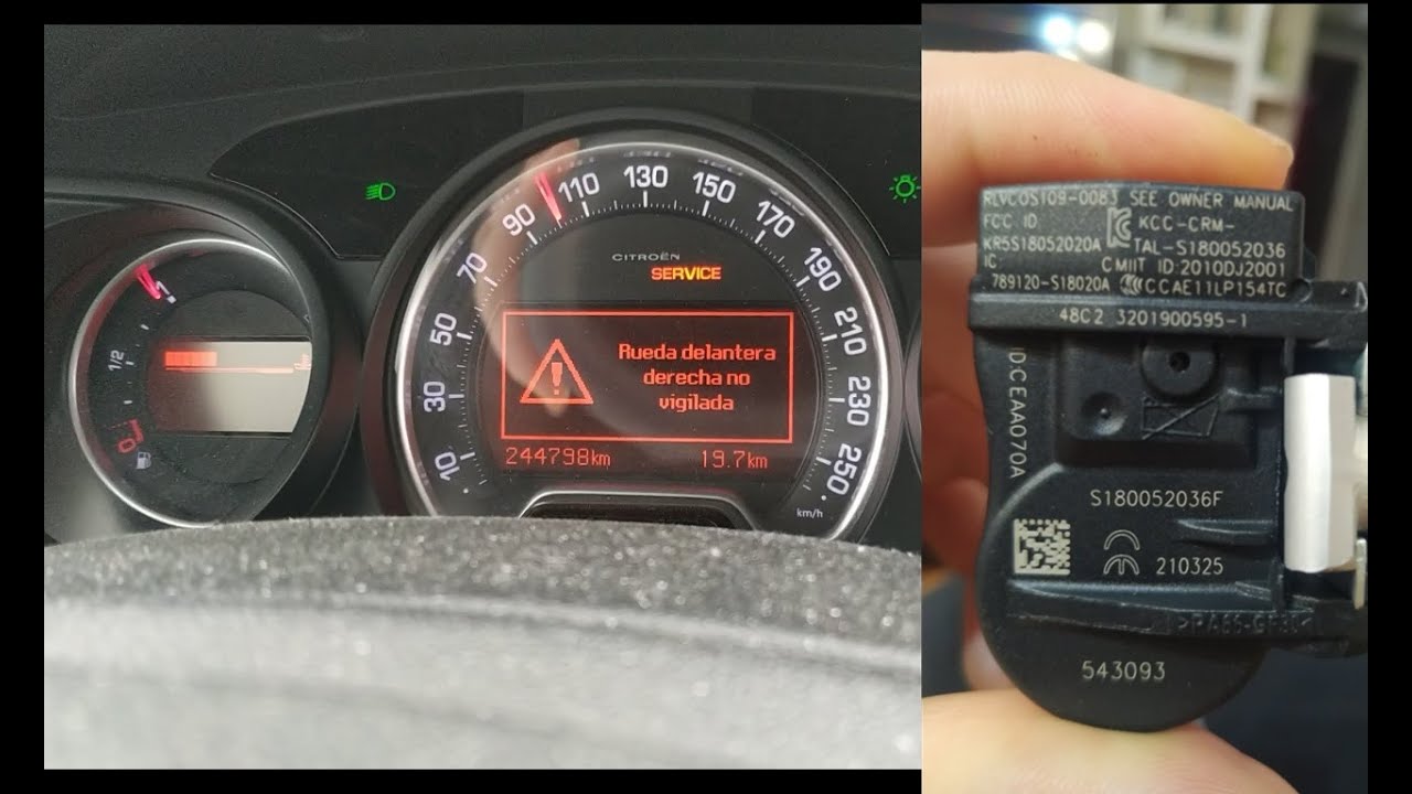 Peugeot Citroën C5 X7 Programar sensor Presión Neumático , fallo rueda delantera derecha no vigilada