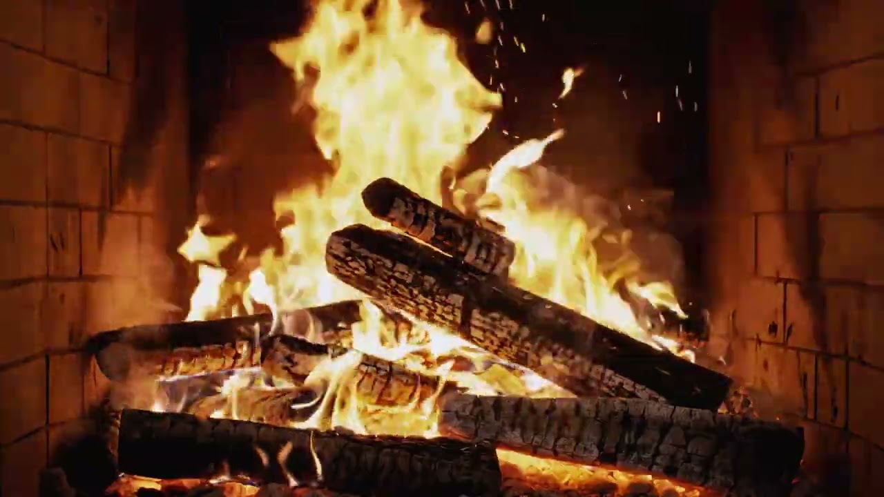 🔥 Cozy Fireplace Tranquility with Smoldering Logs and Faint Wood Crackling for Holiday Serenity