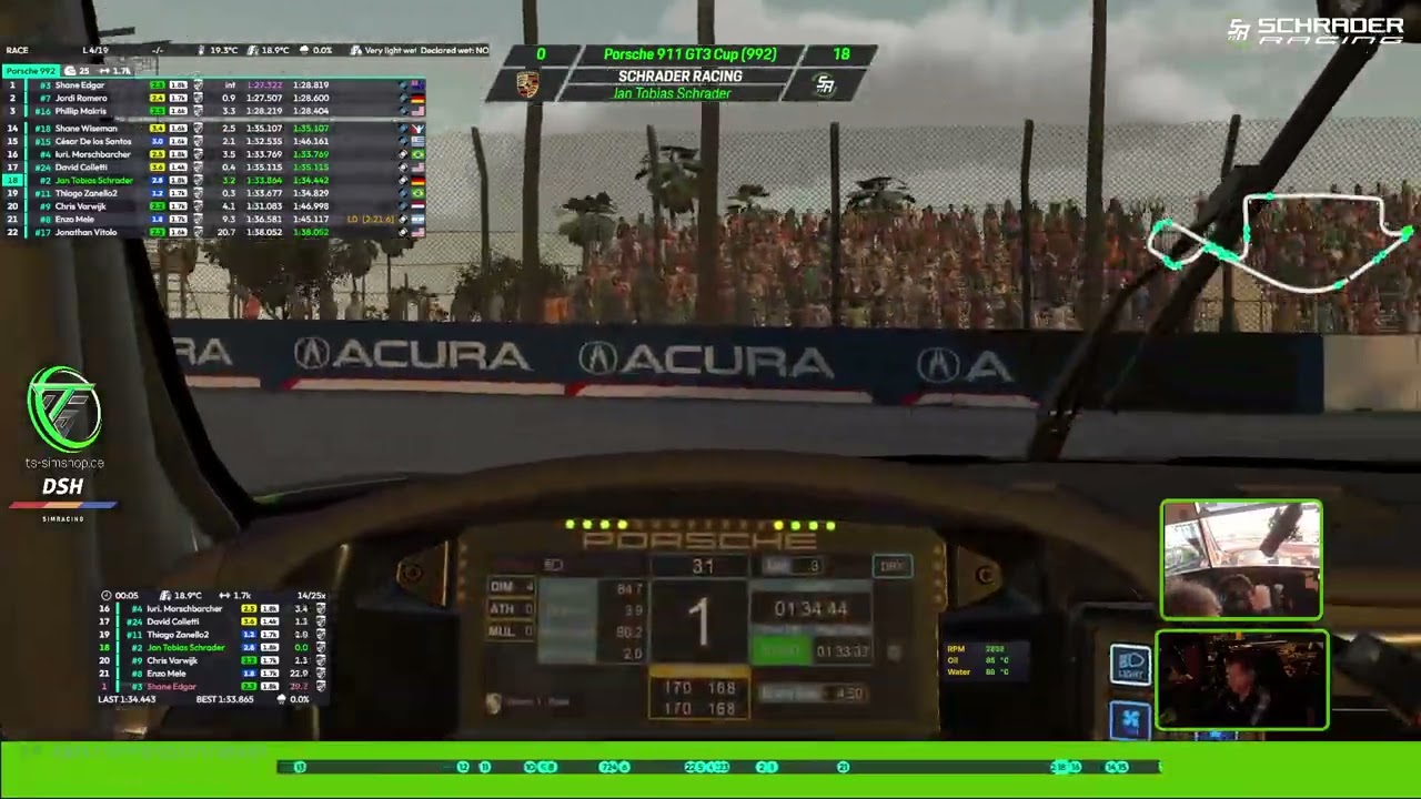 #iracing  2025 I SchraderRacing I Porsche Cup fixed I Longbeach I P15 (Startgrid P13) Chaos #tsshop