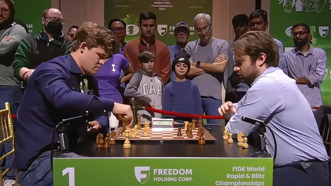 Magnus Carlsen 2890 vs. Sam Shankland 2657 / FIDE World Blitz 2024 / Neo-Grünfeld Defense /  Game 5