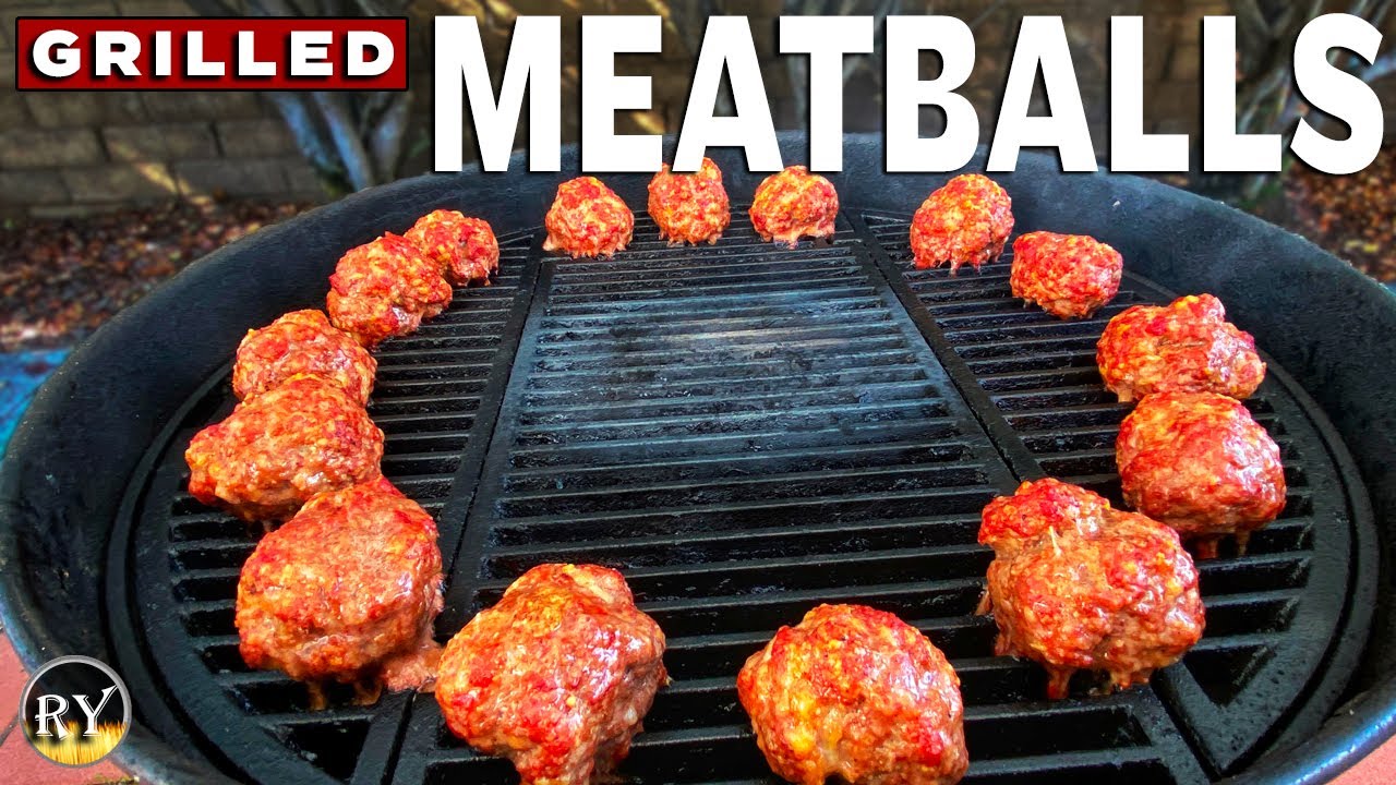Garlic Parmesan Meatballs Grilled On The Weber Kettle With Calabrian Chili Marinara Sauce