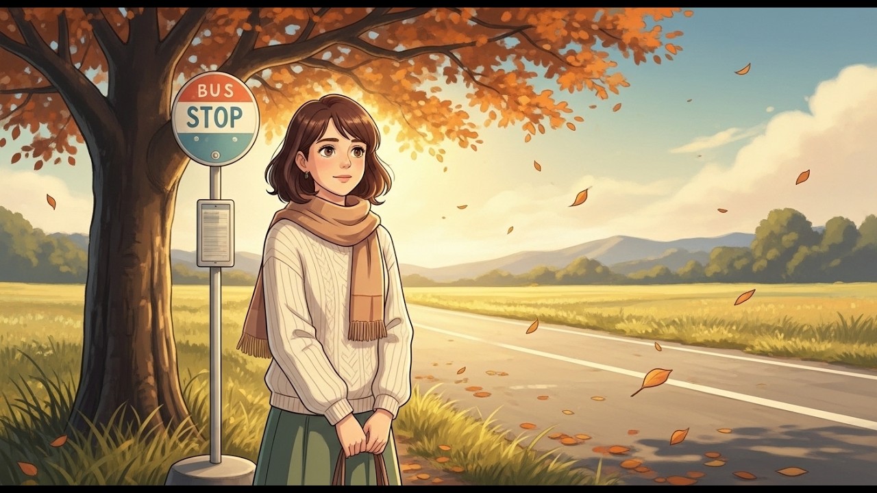 Waiting for You at the Village Bus Stop — Gentle Love and a Warm Scarf in Autumn 🍂🧣
