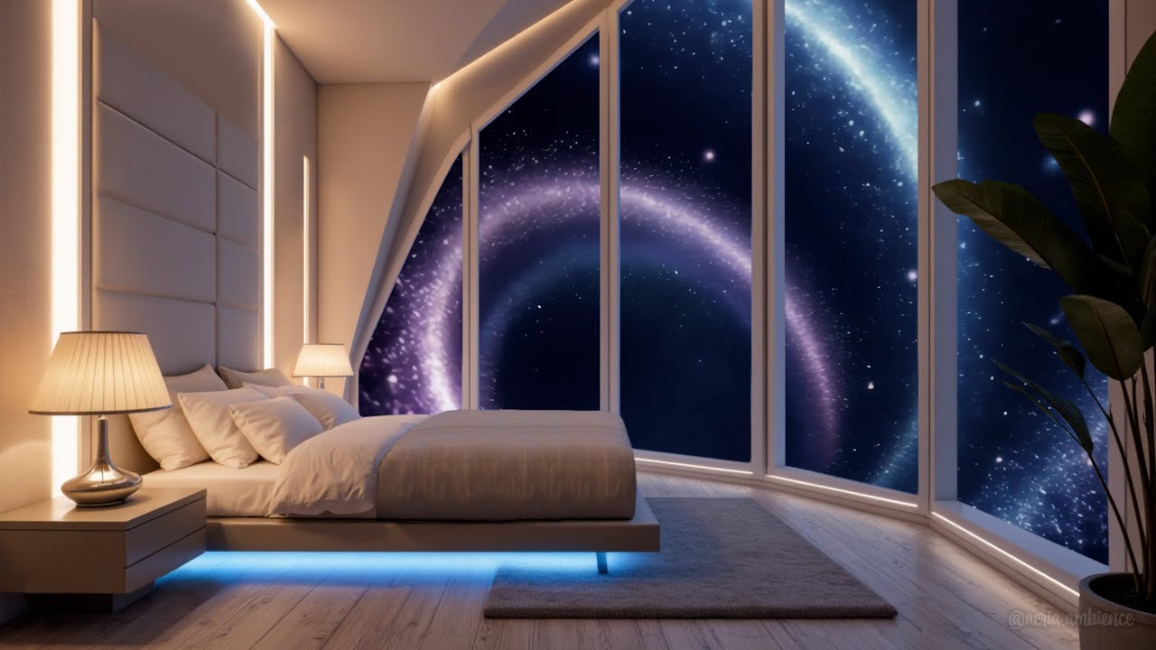 Soft Piano & Wind | Deep Focus Sleep in a Cosmic Bedroom (1 Hour)