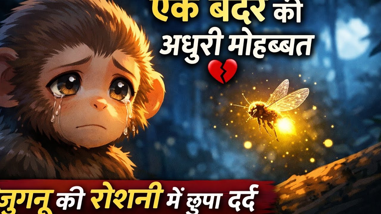 एक बंदर की अधूरी मोहब्बत | जुगनू की रोशनी में छुपा दर्द | Hindi cartoon story 