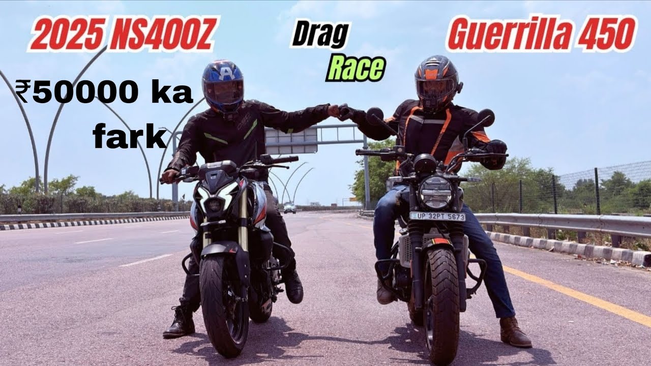 Bajaj NS400Z vs RE Guerrilla 450 Drag Race Kaun hai 400cc ka asli King?🏁
