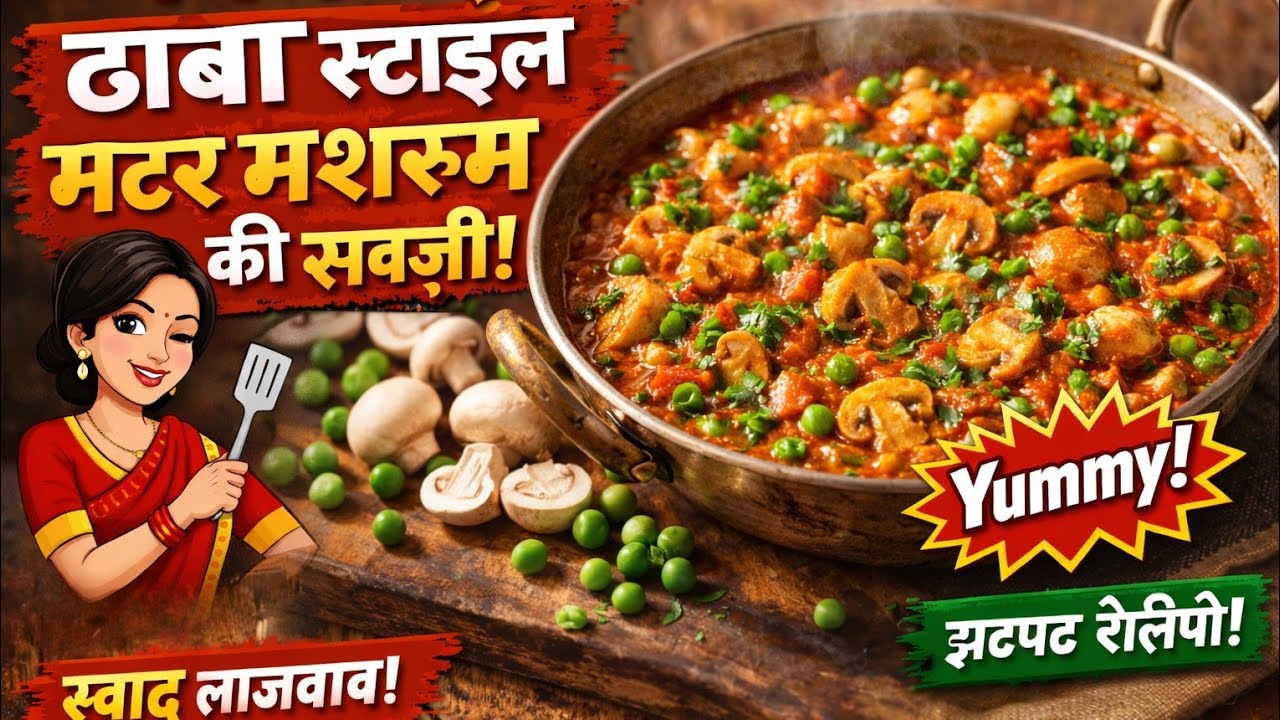 ढाबा स्टाइल मटर मशरूम🍄‍🟫🍄 की सब्ज़ी 🍲| Easy Mutter Mushroom🍄‍🟫🍄 Recipe in Hindi