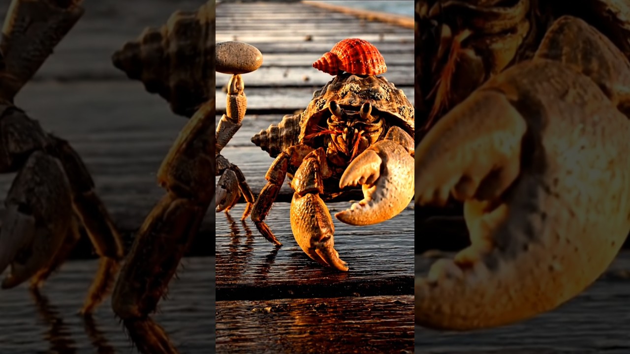 Hermit Crab Becomes a Beach Crime Lord 🦀😂.      
