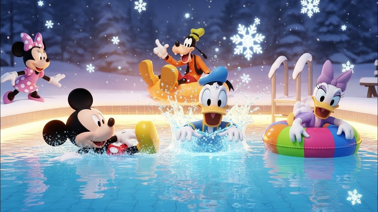 Mickey, Minnie & Friends Epic Winter Pool Adventure ❄️✨