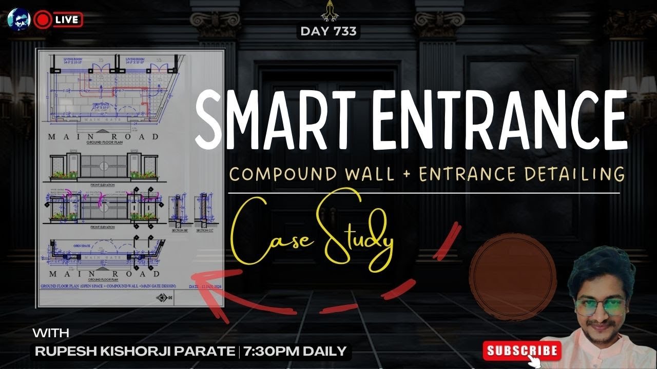 Smart Entrance Design – Compound Wall & Main Gate | Case Study | Working drawings | Rupesh range