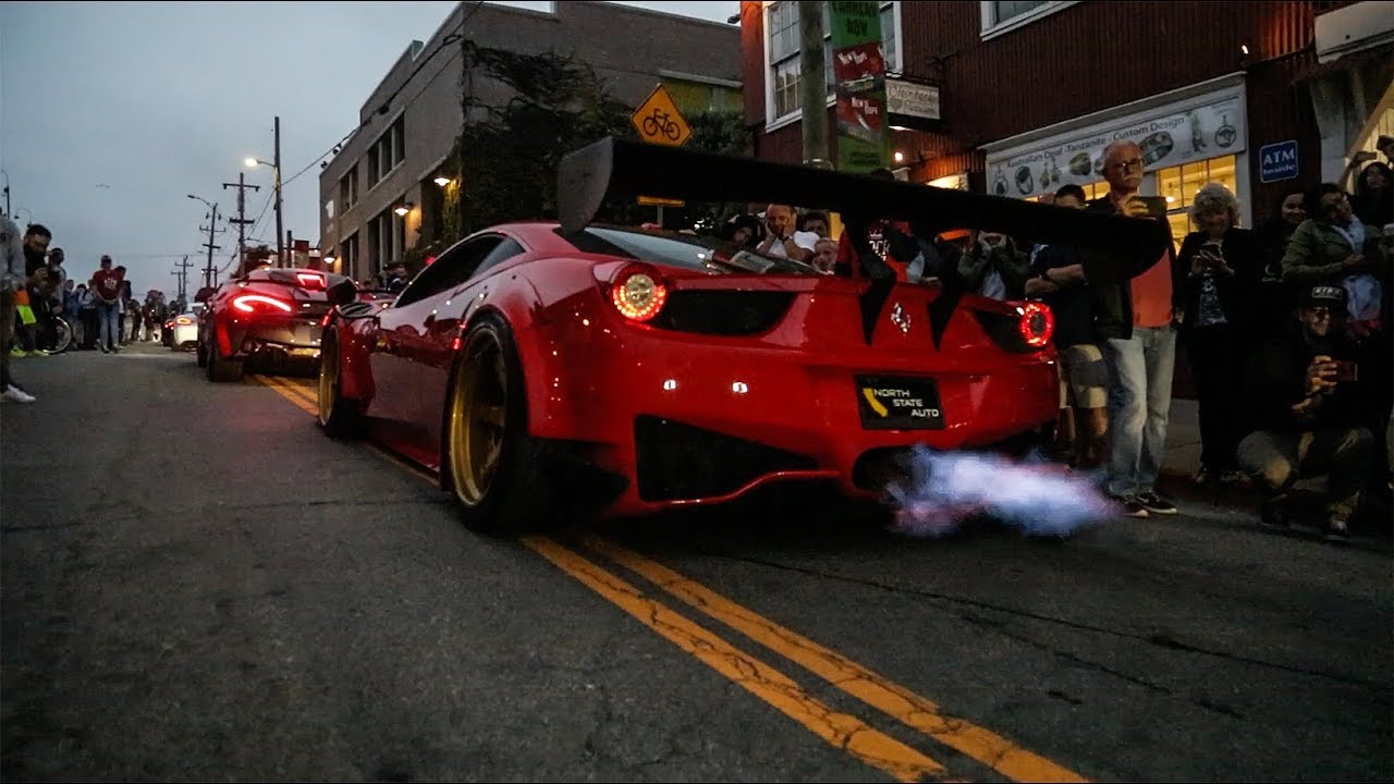 Ferrari 458 GT3 SHOOTING FLAMES With Thousands of People!
