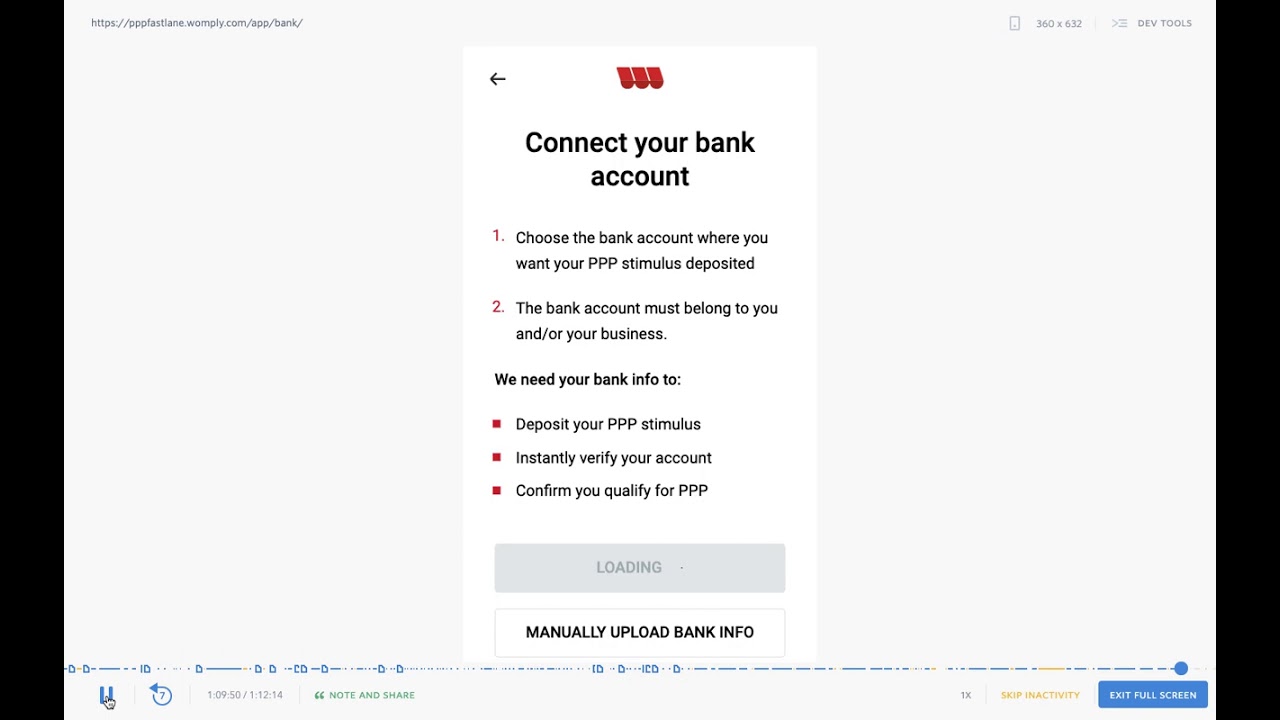 Womply PPP Fast Lane Walkthrough - Manual Bank Connect