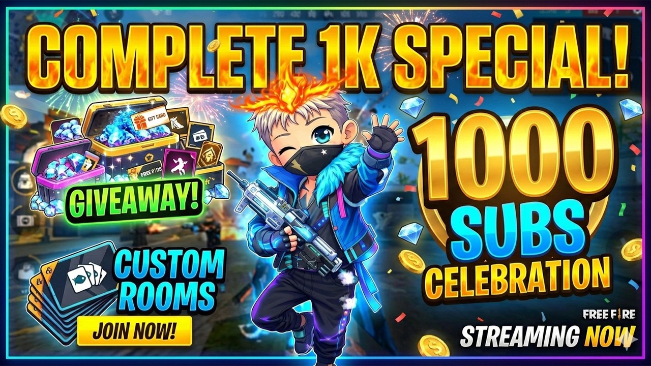 🔥1k Special GIVEAWAY CUSTOM WITH SUBSCRIBERS 🔥#freefiremax #giveway #live