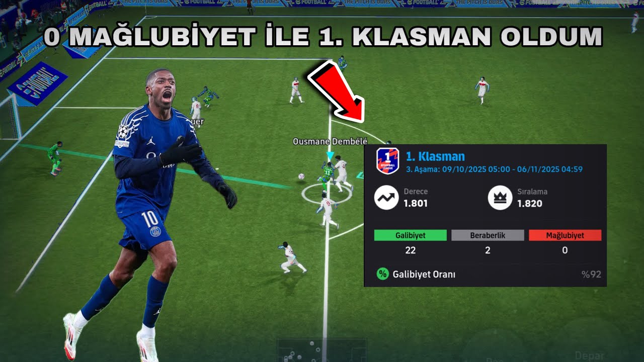 0 YENİLGİ İLE 1. KLASMAN OLDUM🔥// DİZİLİŞİM VE TAKTİKLERİM / (eFootball 2026 mobile)