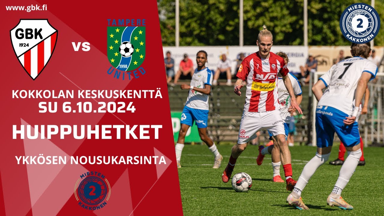 GBK - Tampere United su 6.10.2024 | Ykk&ouml;sen nousukarsinnan huippuhetket
