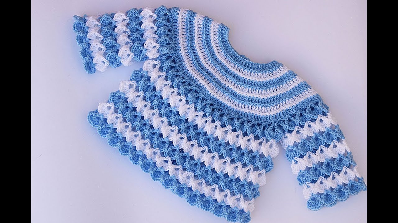 Jersey , chambrita, saco de bebe a crochet muy fácil y rápido