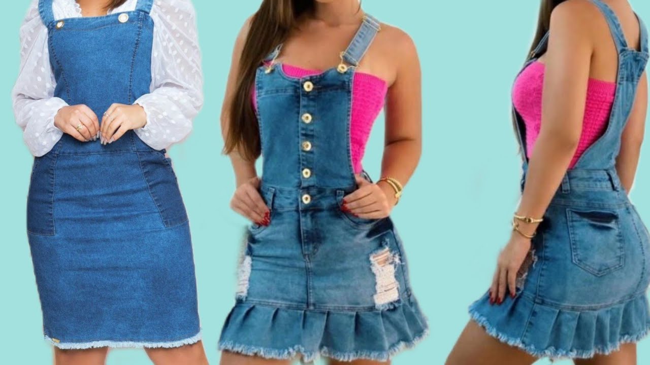 transformando calça jeans em  jardineira saia|| ficou incrível😱