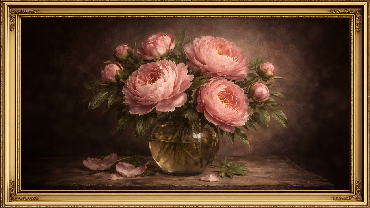 Vintage Blush Pink Peony Painting | Frame TV Art 4K Screensaver (3 Hours)