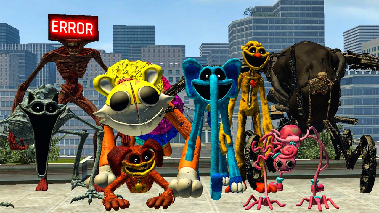 TEAM THE PROTOTYPE VS TEAM HUGGY WUGGY VS LONG LEGS, SURVIVING POPPY PLAYTIME MONSTERS | Garry’s Mod