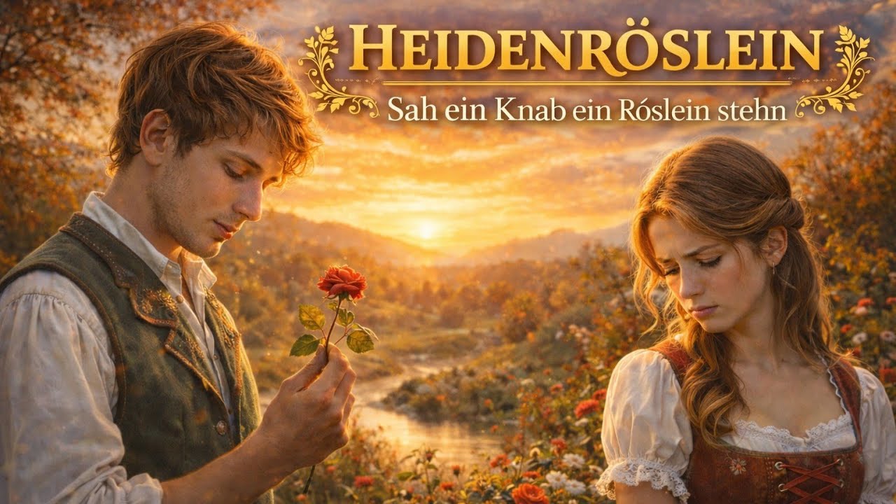 🌹✨ HEIDENRÖSLEIN (Sah ein Knab ein Röslein stehn) – Deutsches Volkslied zum Mitsingen 🎶🇩🇪