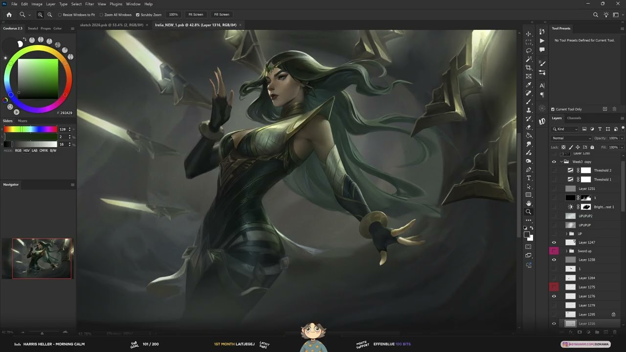 February 4, 2026 [Sketches and Irelia Splashart] Digital Painting, Photoshop