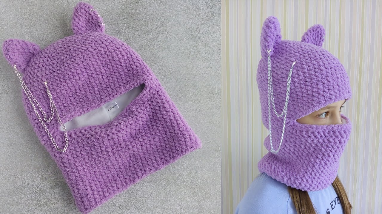 Балаклава крючком из пряжи Alize Softy Plus