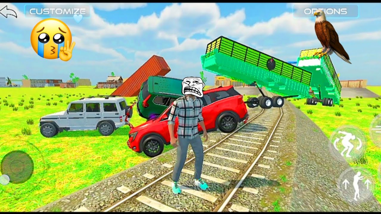 Title:Thar 2 Trolley Ke Sath Train Par Chadh Nahi Paayi 😱 3 Gaadiyon Ne Kiya Rescue! 🚜🚗#gaming 