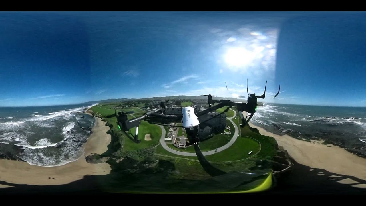 Aerial spherical flight near the Ritz Carlton in Half Moon Bay