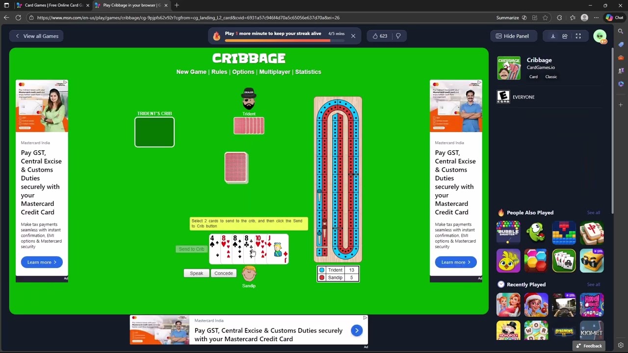 Cribbage - MSN Games [GamesPlayingNow]
